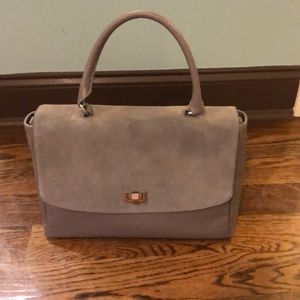 Banana Republic Gray Suede and Leather Satchel
